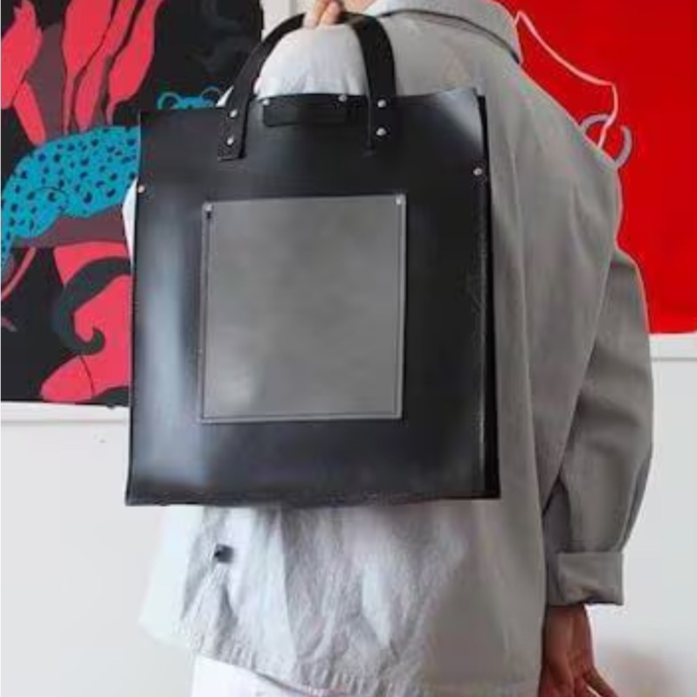 The Satchel Leather Co: Elegant Navy Blue Leather Tote Bag - Picture 14 of 14